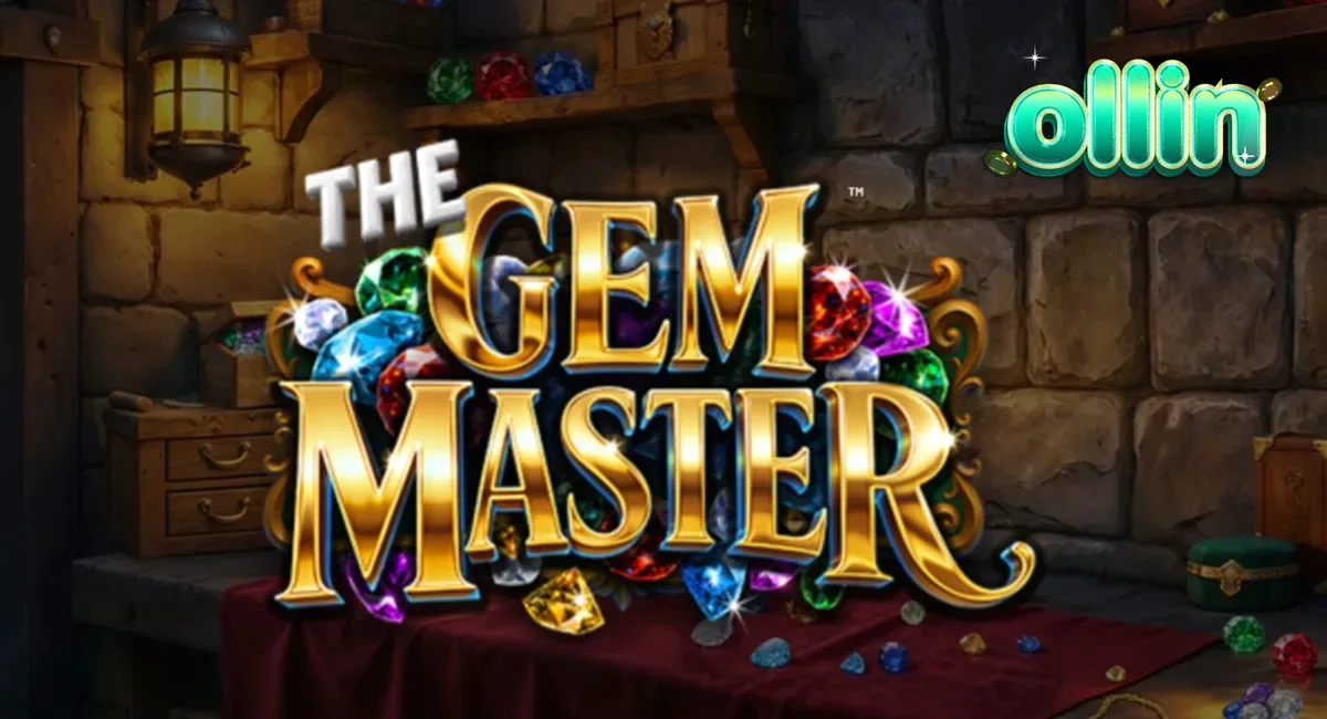 Tampilan visual slot The Gem Master dengan latar belakang bengkel perhiasan yang mewah